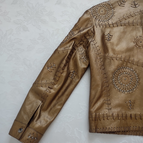 Studded leather Limited Edition jacket southwestern motif embellished - Picture 4 of 13